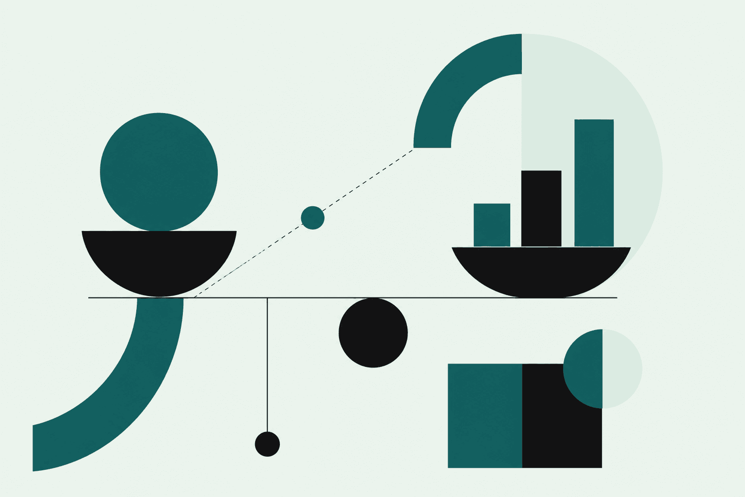 Abstract illustration of scales and charts representing comparison